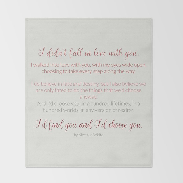 I D Choose You 4 Quotes Love Minimalism Throw Blanket By Andreaanderegg