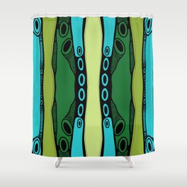 Green Dive-Plongeon vers-Stripes2 Shower Curtain