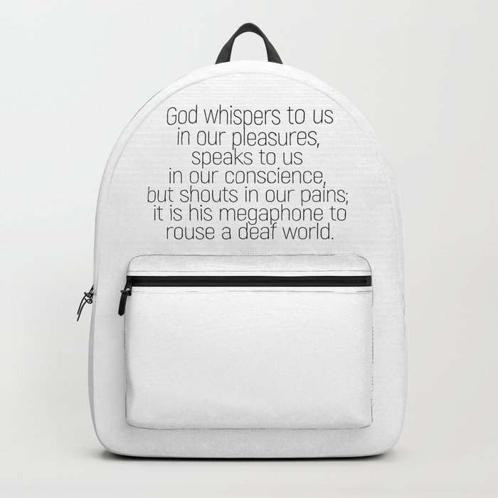 God whispers #quotes #cslewis #minimalism Backpack