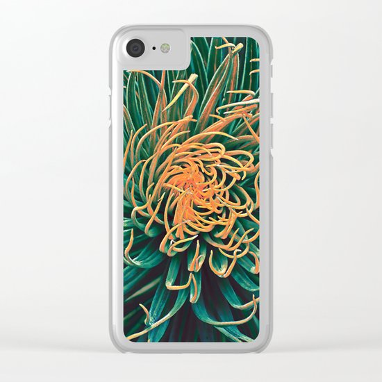 Green & orange succulent Clear iPhone Case