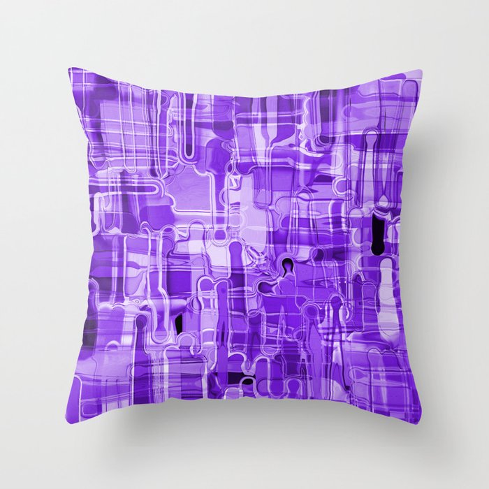 Modern Abstract Digital Paint Strokes in Grape Purple Throw Pillow