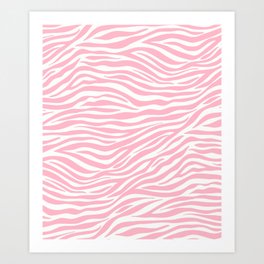 Baby Pink Zebra Animal Stripes Pattern Art Print