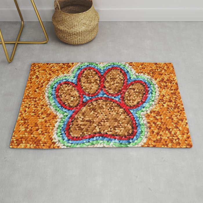 Low Poly Dog Paw Art Rug by Cool Prints
