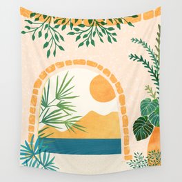 Resort Life Sunset Landscape / Villa Series Wall Tapestry