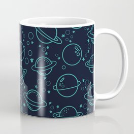 Outer Space Galaxy Print On Dark Blue Background Pattern Mug