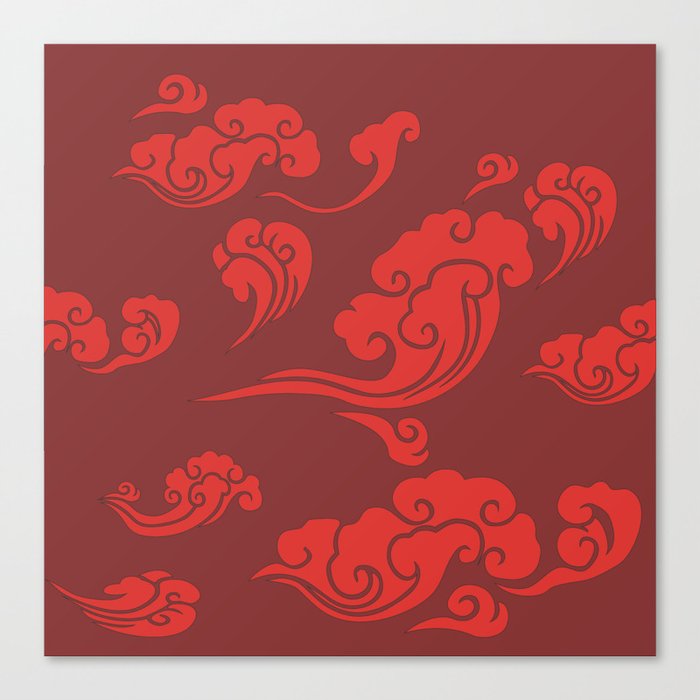 Cloud Swirls - Red Canvas Print