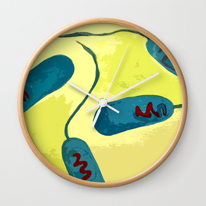 E. coli bacteria inspired illustration Wall Clock