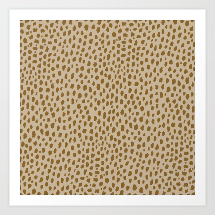 Handmade polka dot brush spots pattern (gold/tan) Art Print