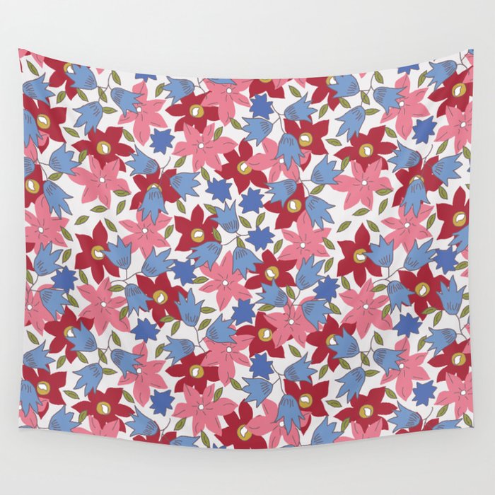 Liberty print in pinks, reds and blues Wall Tapestry