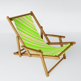 [ Thumbnail: Chartreuse and Tan Colored Lined Pattern Sling Chair ]