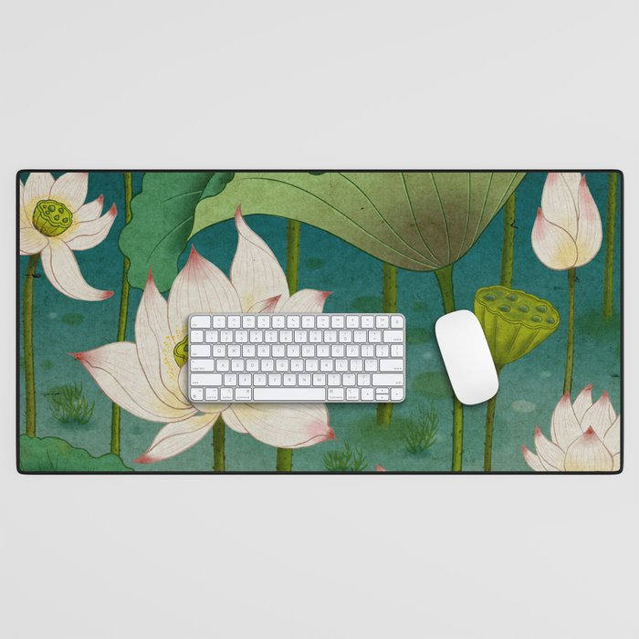 Lotus flowers A -  Minhwa-Korean traditional/folk art Desk Mat