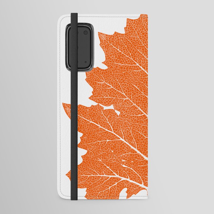 Vintage Orange Autumn Leaf Print Android Wallet Case