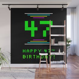 [ Thumbnail: 47th Birthday - Nerdy Geeky Pixelated 8-Bit Computing Graphics Inspired Look Wall Mural ]