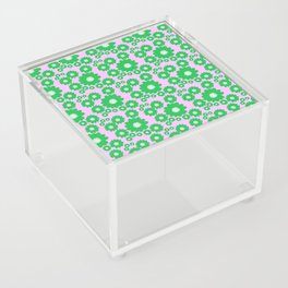 Retro Modern 70’s Green Flowers On Pink Acrylic Box