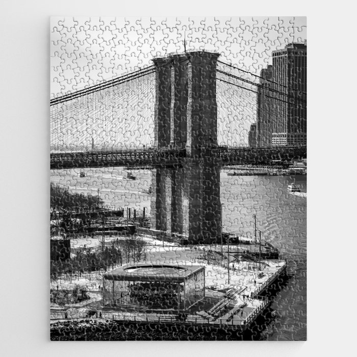 Brooklyn Bridge New York City | Black and White Travel Photography Jigsaw Puzzle