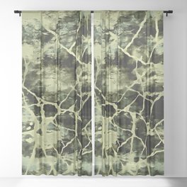 Greige Grunge Fractures Abstract Art Sheer Curtain