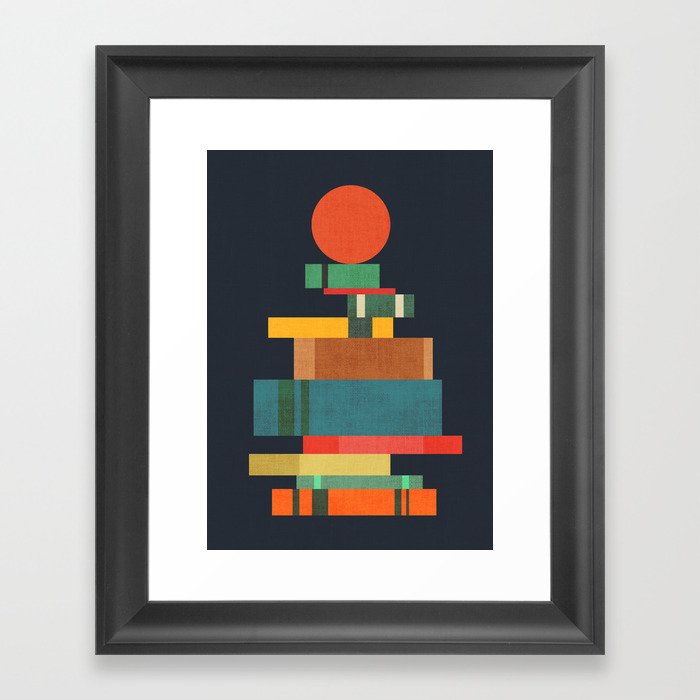 Book stack with a ball Framed Art Print