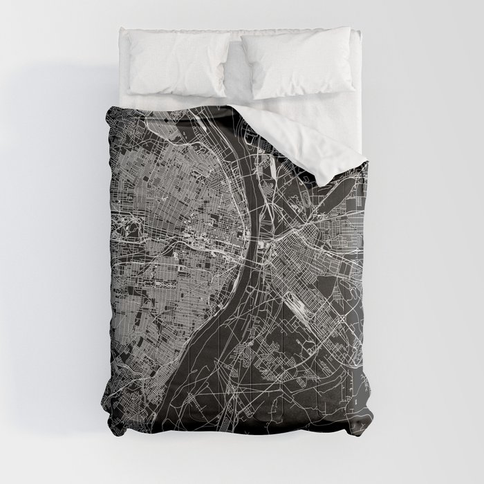 St. Louis Black Map Comforter