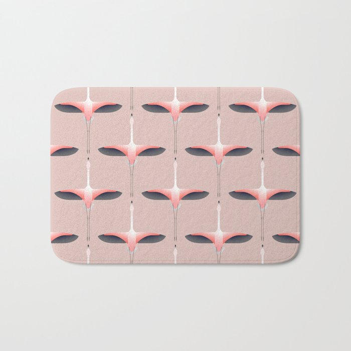 flying flamingos on taupe Bath Mat