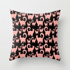 Pink Snobby Cats Throw Pillow