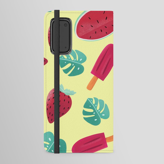 Ice Lolly Tropical Watermelon Pattern Hibiscus Icecream Android Wallet Case