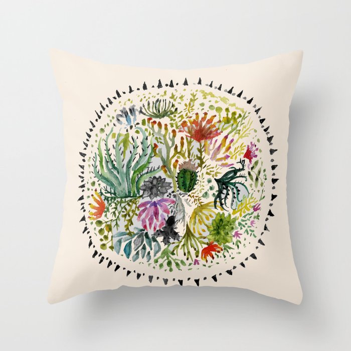 Succulents Mandala Throw Pillow