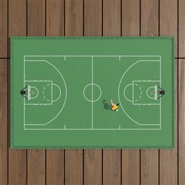 Green Basketball Court From Above  Outdoor Rug