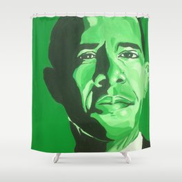 Green Obama Print Shower Curtain