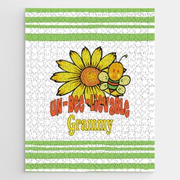 Unbelievable Grammy Sunflowers and Bees Jigsaw Puzzle