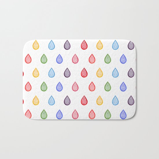 Rainbow raindrops Bath Mat