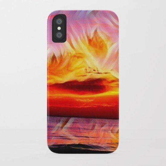 Sky on Fire (Sunset over Great Lake Michigan Beach) iPhone Case