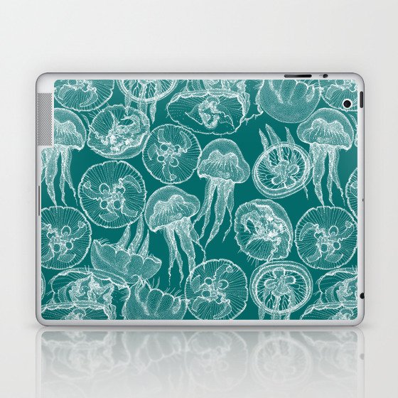 moon jellyfish turquoise Laptop & iPad Skin