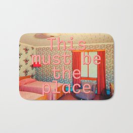 This must be the place Bath Mat | Quote, Vintage, Vibe, Collage, Colourful, Mid Century, Motel, Typographic, Room, Bedroom 