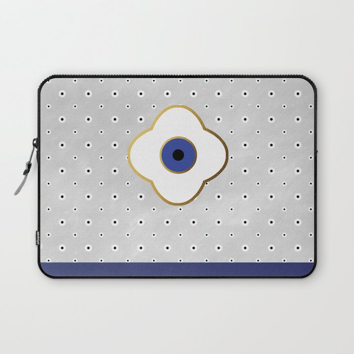 Mati Evil eye protection floral pattern on white Laptop Sleeve