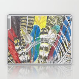 Feathers Colorful Hand Drawn Colored Pencil Drawing of Bird Plumage Laptop Skin