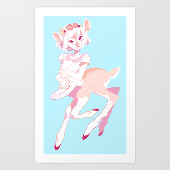 Deertaur - Pink Art Print