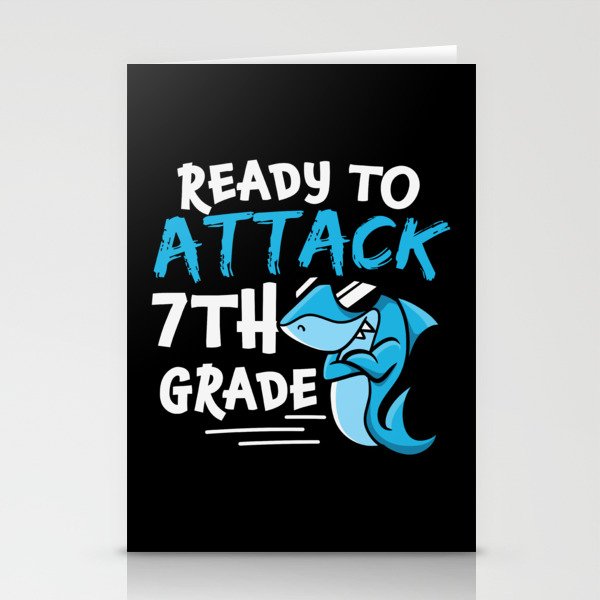 Ready To Attack 7th Grade Shark Stationery Cards