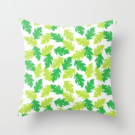 Happy Green Leaves Throw Pillow