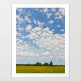Puffy Clouds Peaceful Landscape Art Print