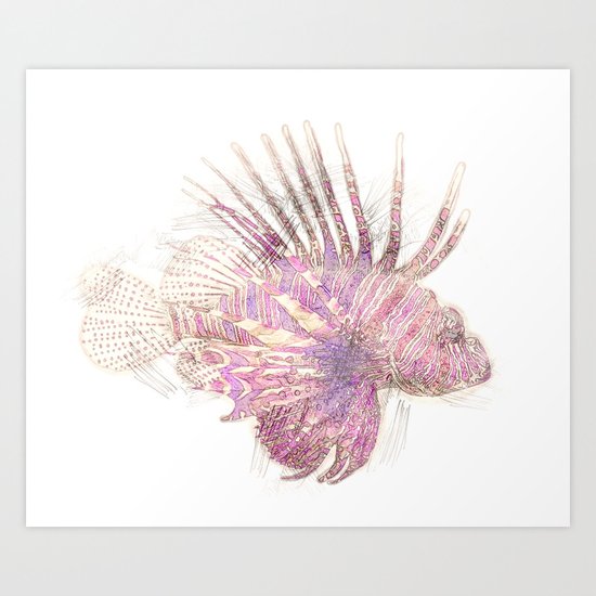 Lets draw a Lionfish Art Print