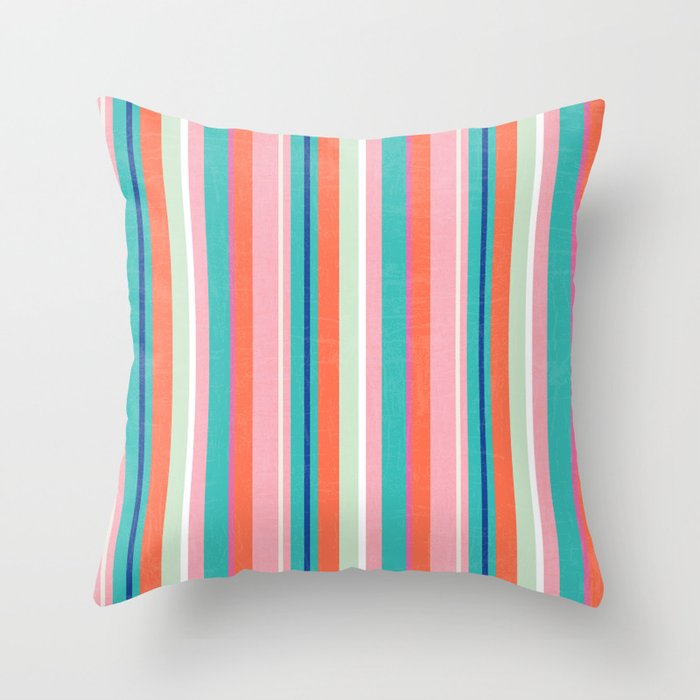 Coral and Pink stripes Throw Pillow