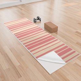 [ Thumbnail: Light Coral and Bisque Colored Stripes/Lines Pattern Yoga Towel ]