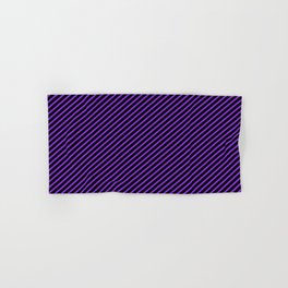[ Thumbnail: Purple & Black Colored Striped/Lined Pattern Hand & Bath Towel ]