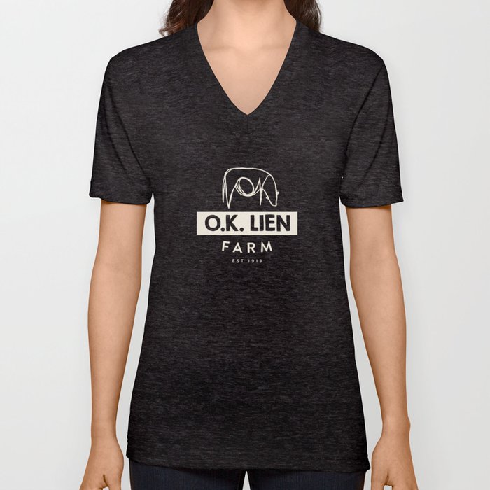 O.K. Lien Farm -Squiggly Hipster Cow V Neck T Shirt