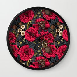 Dream garden red and dark gray Wall Clock