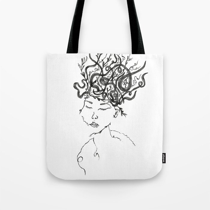Girl with Seaweed Hair Tote Bag