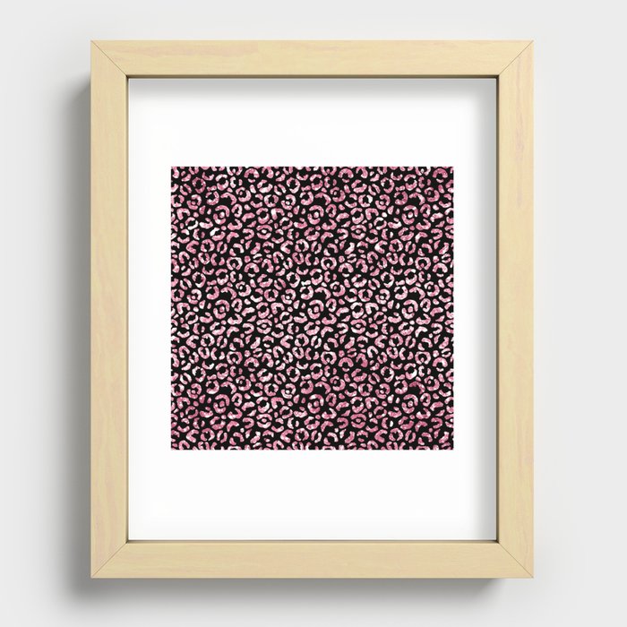 Girly Pink Leopard Pattern Recessed Framed Print