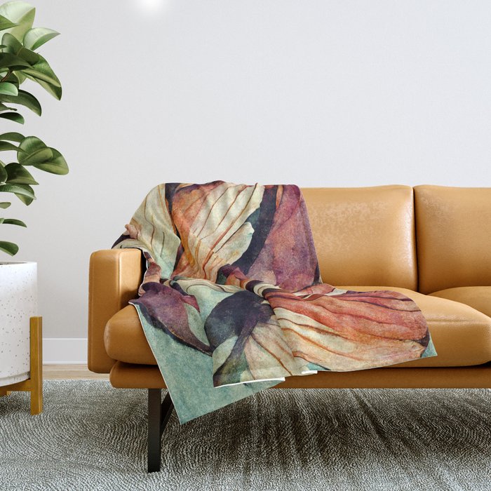 Feathery Flowers (abstract) Throw Blanket