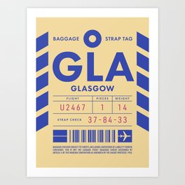 Luggage Tag D - GLA Glasgow Scotland UK Art Print