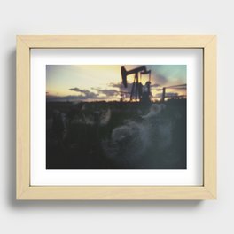 Pump Jack Sunset Recessed Framed Print